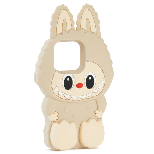 Husă Labubu 3D din silicon, Cream