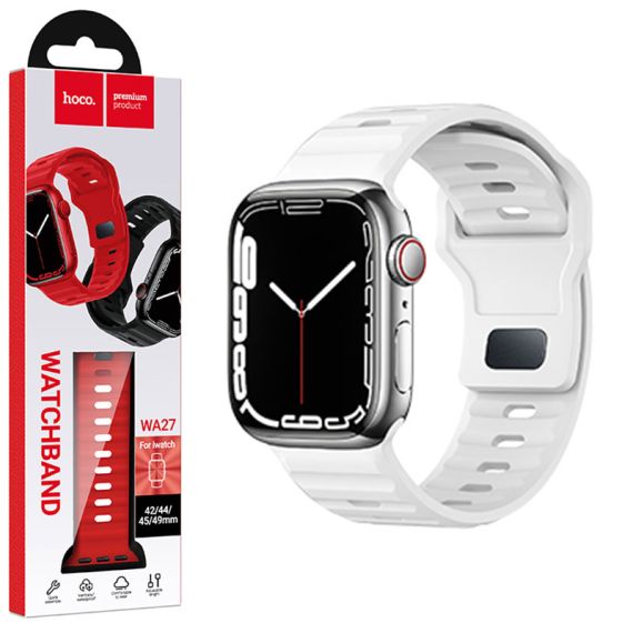 Curea silicon, pentru iWatch, Universal Size (42/44/45/49mm) -Flexibile Band, Stepped,Alb