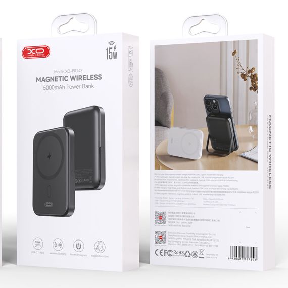 Baterie Externa, MagBank Wireless 15W/PD20W, Magnetica, Stand U-shape, 5.000mAh, Fast Charge, White