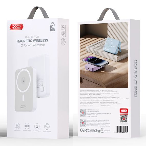 Baterie Externa, PowerBank Wireless 15W+PD20W, Magnetica, Suport Stand, 10000mAh, Fast Charge, Black