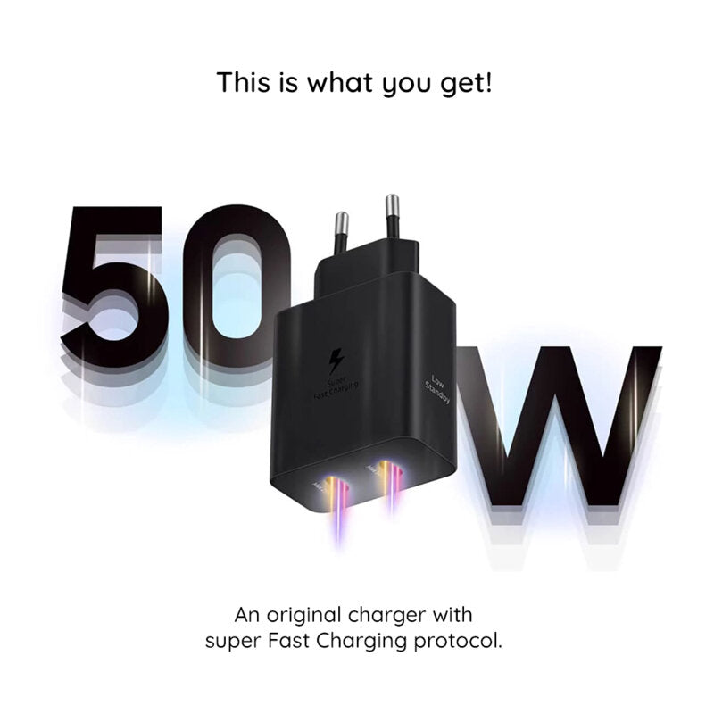 Incarcator 50W Samsung type C ,Dual Port Super Fast Charging + cablu 1 M 5A