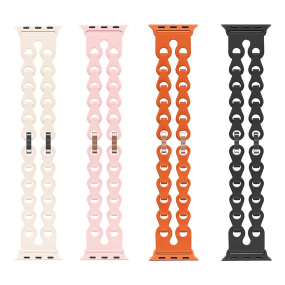 Curea silicon, pentru iWatch, Universal Size (42/44/45/49mm) - Flexibile Band, Hollow, ORANGE