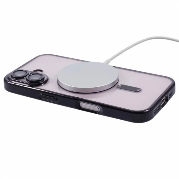 Husa Plating, iPhone 16 , cu MagSafe, ElectroEdge, Black