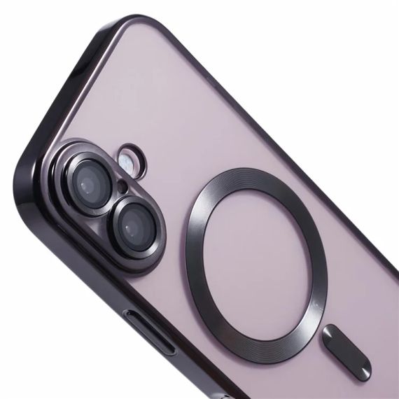 Husa Plating, iPhone 16 , cu MagSafe, ElectroEdge, Black