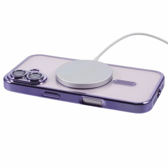 Husa Plating, iPhone 16 , cu MagSafe, ElectroEdge, Purple