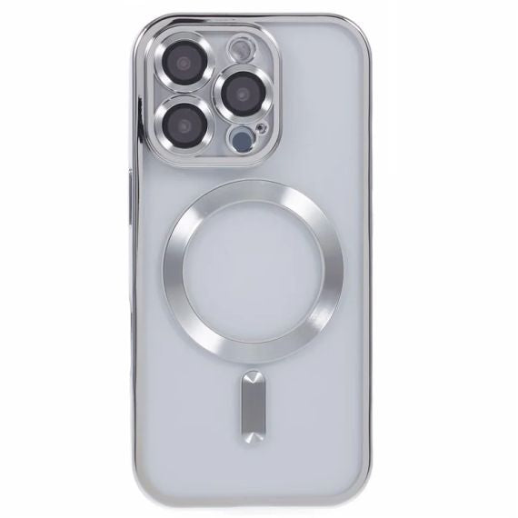 Husa Plating, iPhone 16 Pro Max, cu MagSafe, ElectroEdge, Silver Clear