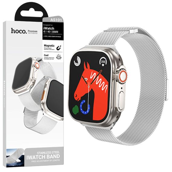 Curea metalica Apple Watch, inchidere magnet,Size (42/44/45/49mm) Milanese Style,Silver