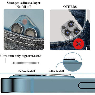 Protectie Camere individuale iPhonne 13 pro din Sticla cu Diamante Gold