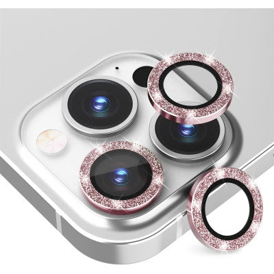 Protectie Camere Individuale din Sticla cu Diamante Roz Pentru iPhone 12 Pro