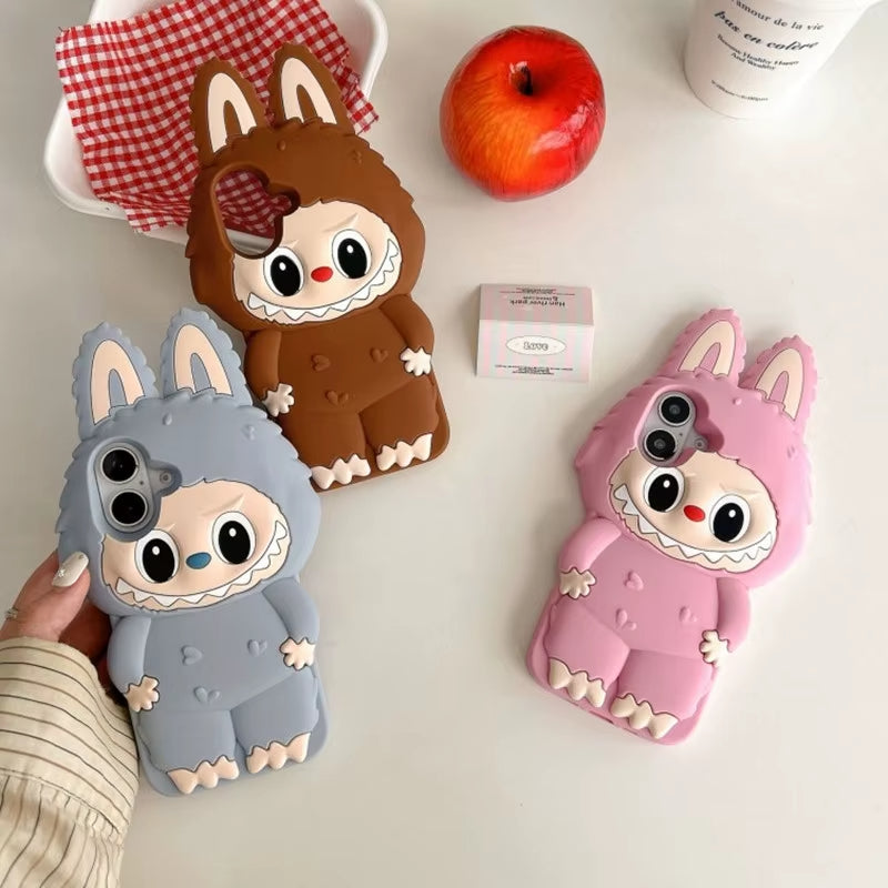 Husă iPhone 14 Pro, Desen 3D Labubu, Silicon Moale, Protecție 100%