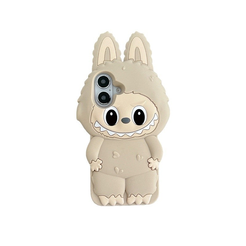 Husă iPhone 14 Pro , Desen 3D Labubu, Silicon Moale,Cream