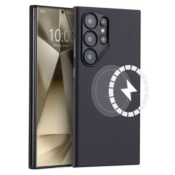 Husa Samsung S25 Ultra Kevlar MagEZ 5, Black 600D-Aramidă, MagSafe