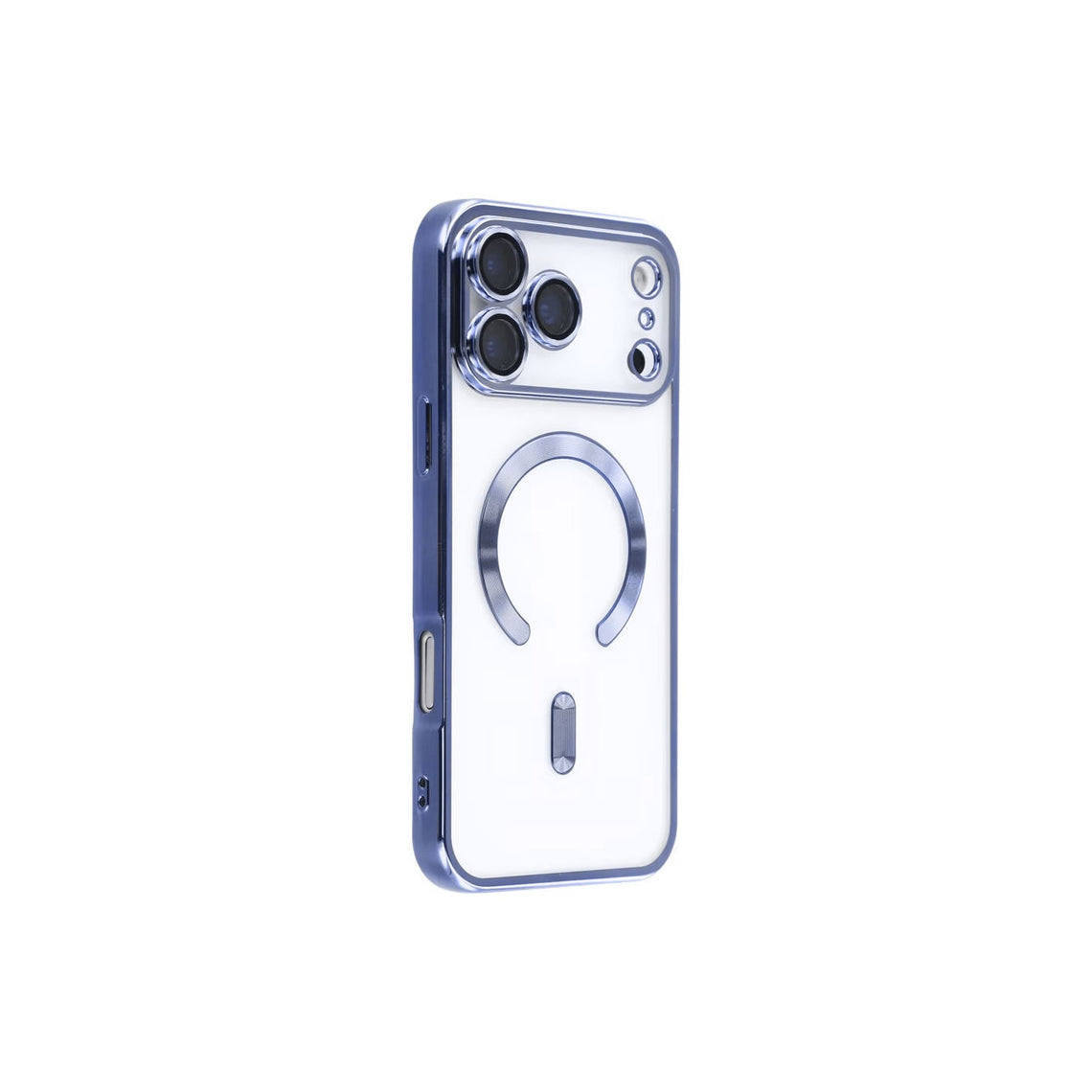 Husa iPhone 17 Pro , cu MagSafe, ElectroPlated, transparenta, rama BLUE