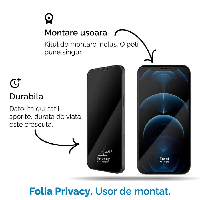 Folie Sticla iPhone 15 plus, 3D PRIVACY SERIES