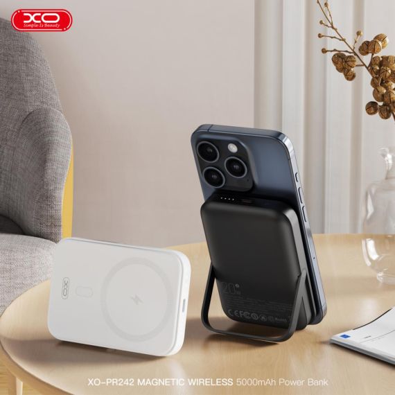 Baterie Externa, MagBank Wireless 15W/PD20W, Magnetica, Stand U-shape, 5.000mAh, Fast Charge, BLACK