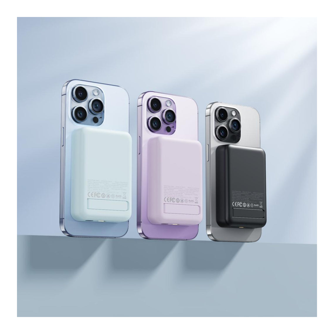 Baterie Externă Magnetică Wireless 15W + PD 20W, 10.000mAh, cu Suport Stand, Albă