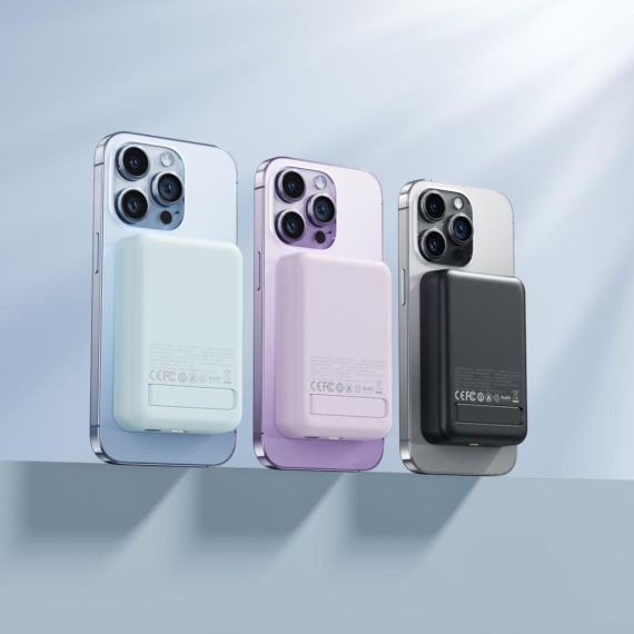 Baterie Externa, PowerBank Wireless 15W+PD20W, Magnetica, Suport Stand, 10000mAh, Fast Charge, Black