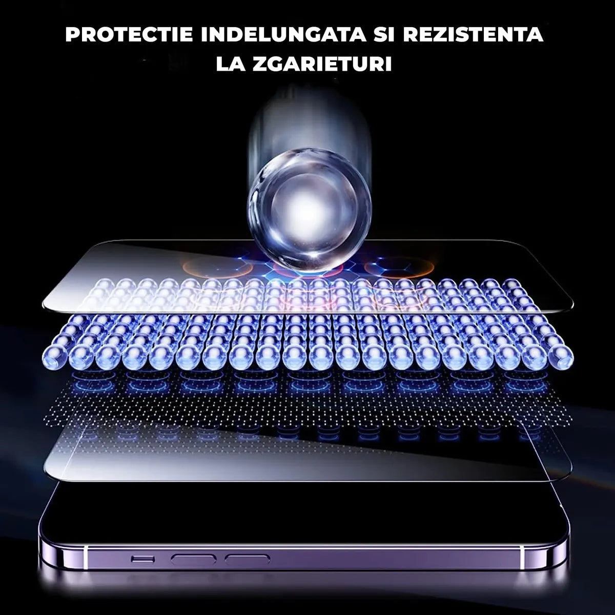 Folie Hoco iPhone 14 Pro Max, Full Glue 6D, Guardian AntiSpy - Privacy Black