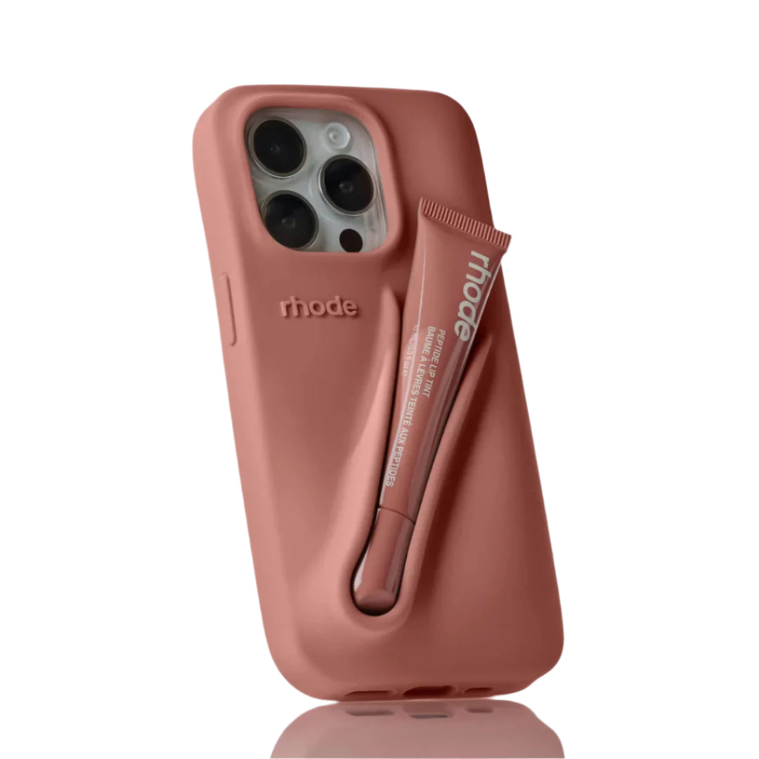 Husa iPhone 14 Rhode Ribbon Nude + Luciu inclus