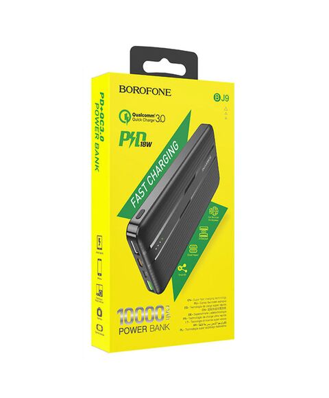 Borofone (BJ9) | Baterie externa, USB-A, USB-C 18W, 10.000mAh, Standard Charging | BLACK - mag-genius-accesorii