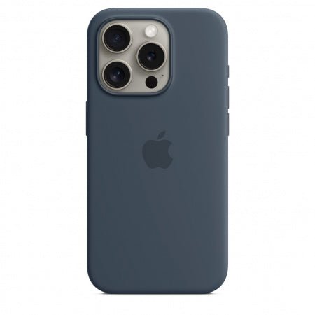 Husa de protectie Apple Silicon cu MagSafe pentru iPhone 15 Pro Max Storm Blue - mag-genius-accesorii