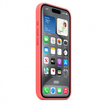 Husa de protectie Apple Silicon cu MagSafe pentru iPhone 15 Pro Guava - mag-genius-accesorii