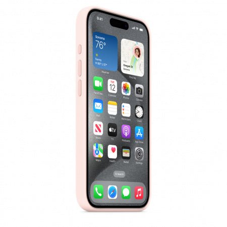 Husa de protectie Apple Silicon cu MagSafe pentru iPhone 15 Pro Max Light Pink - mag-genius-accesorii