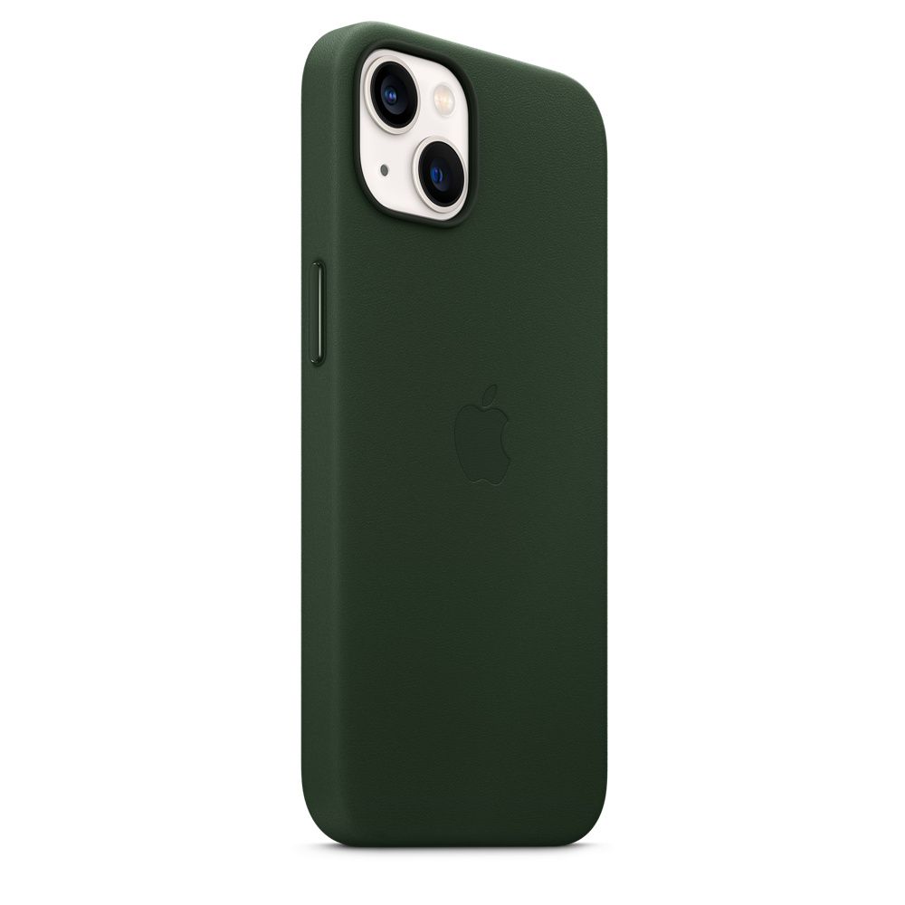 Husa de protectie Apple cu MagSafe pentru iPhone 13, Piele - Culoare Sequoia Green - mag-genius-accesorii