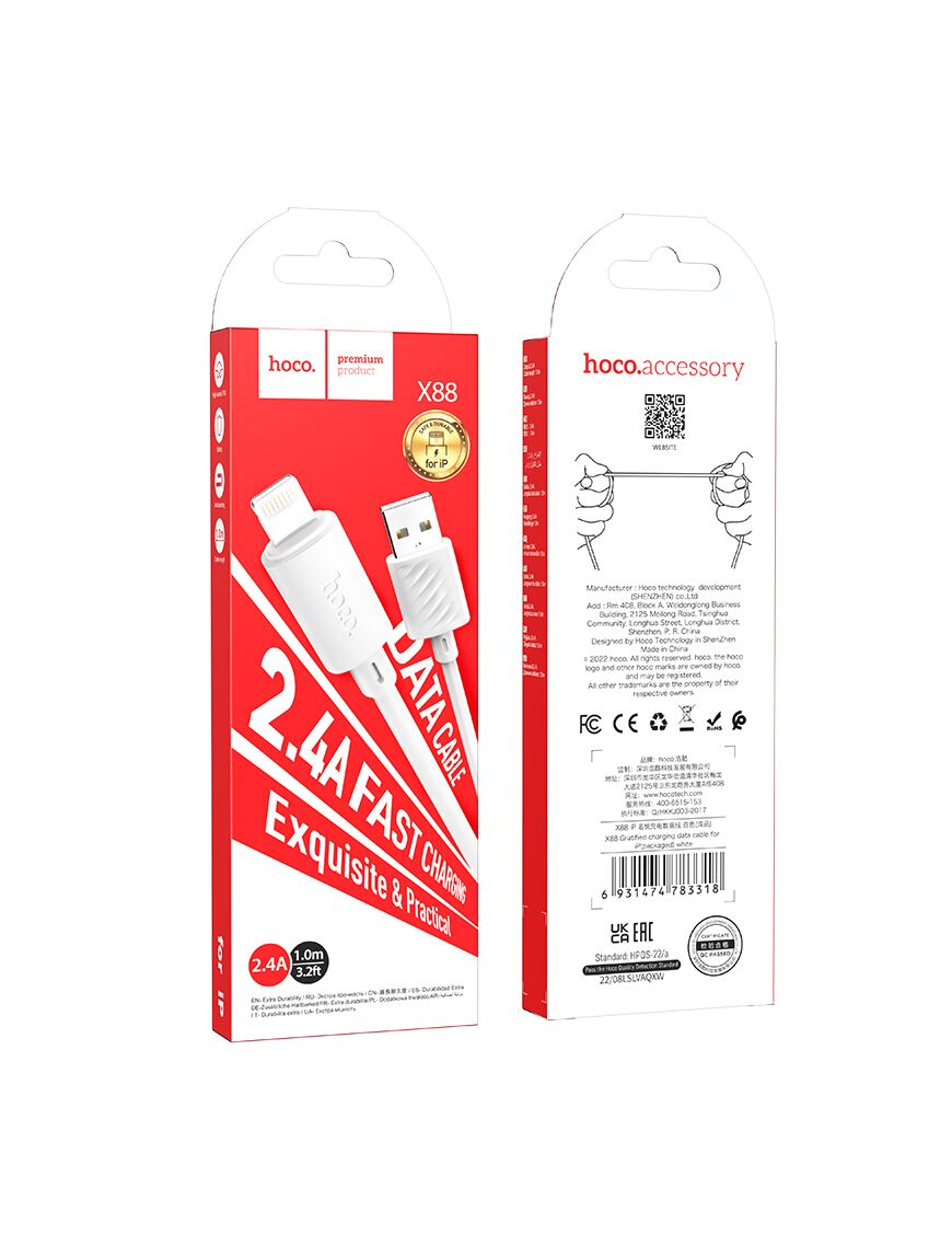 Cablu Incarcare si Date, 18W, 2.4A, USB-A la Lightning, 1m | WHITE - mag-genius-accesorii