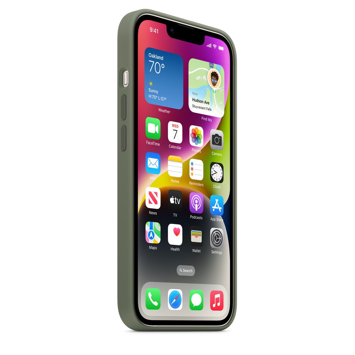 Husa de protectie Apple cu MagSafe pentru iPhone 14 Plus, Silicon Olive - mag-genius-accesorii