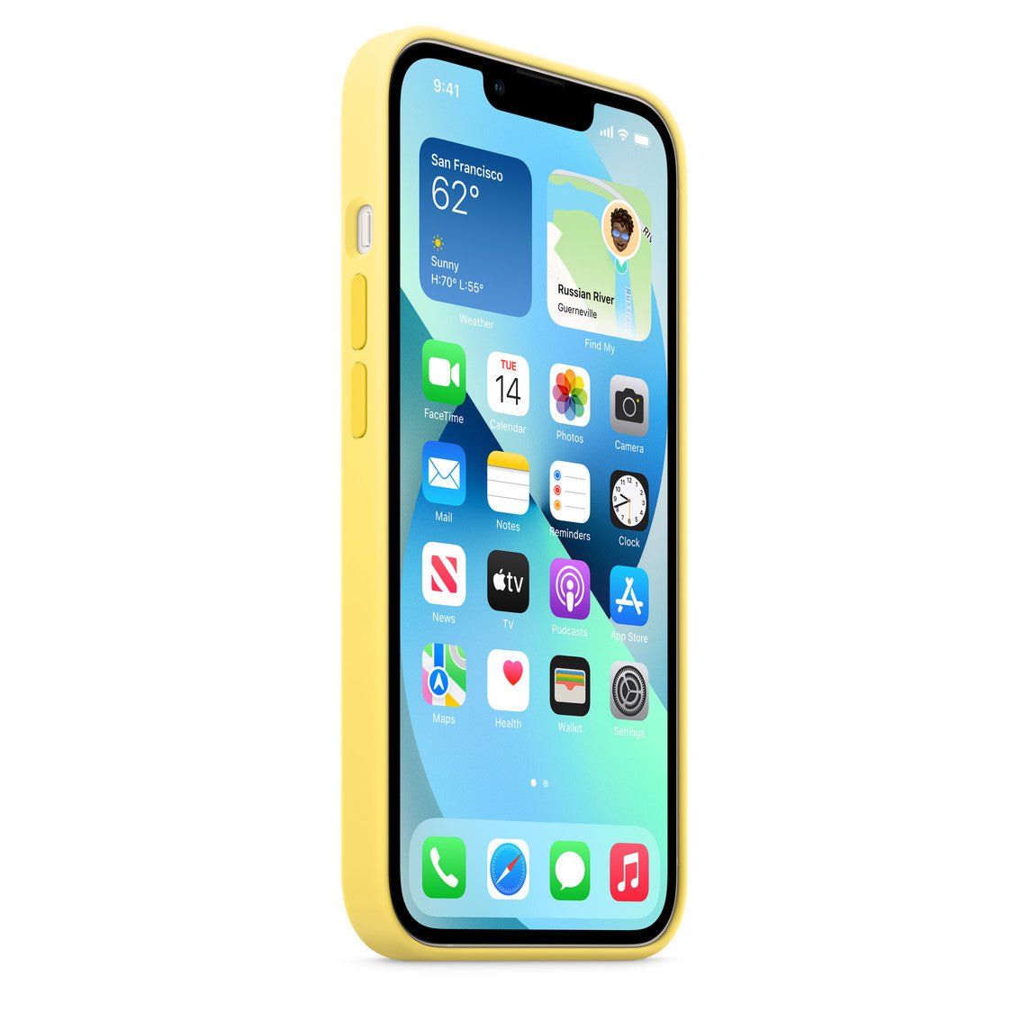Husa de protectie Apple cu MagSafe pentru iPhone 13, Silicon - Culoare Lemon Zest - mag-genius-accesorii