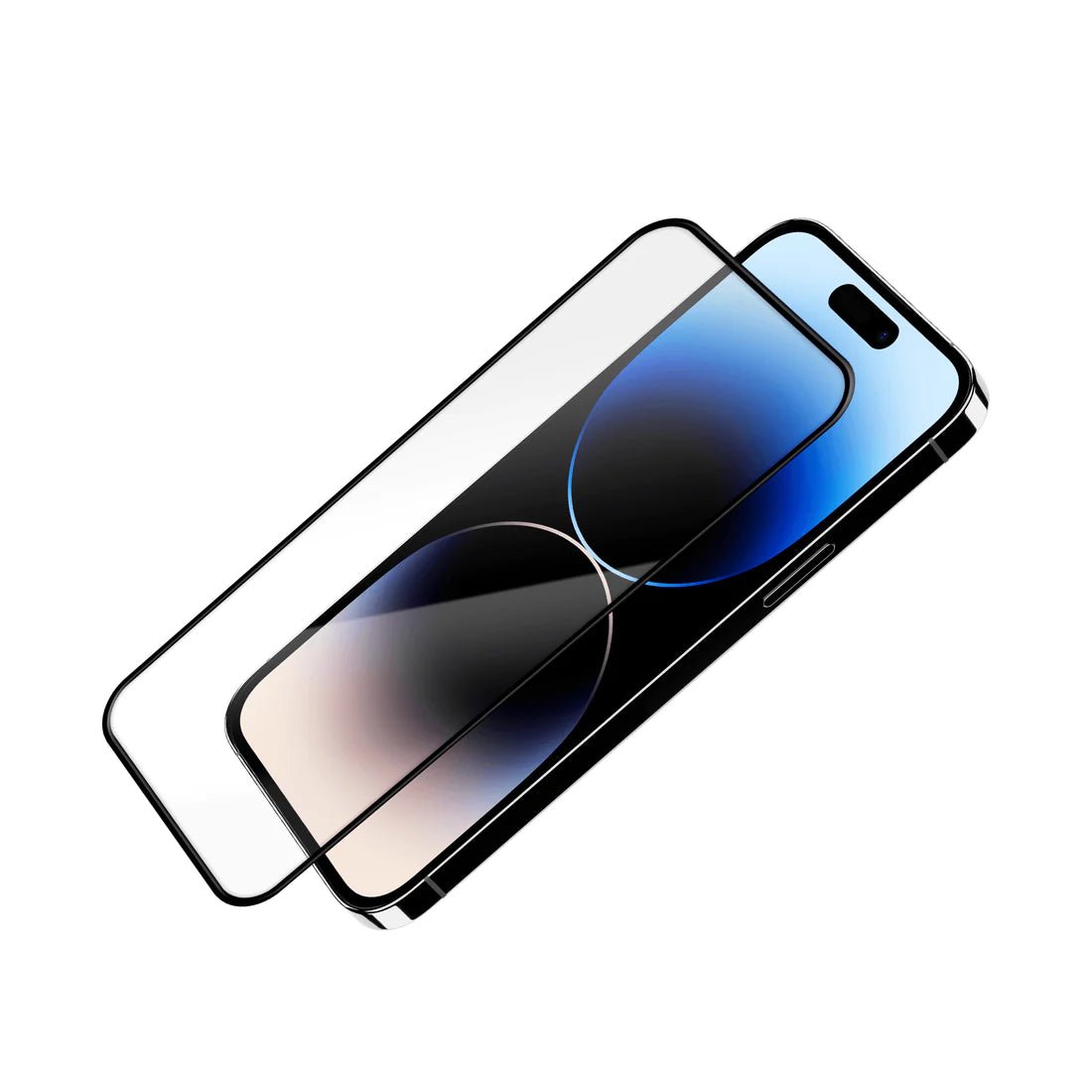 FOLIE IPHONE 14 PRO MAX TEMPERED GLASS EASY FIT, ANTI-SHATTER EDGE, BLACK - mag-genius-accesorii