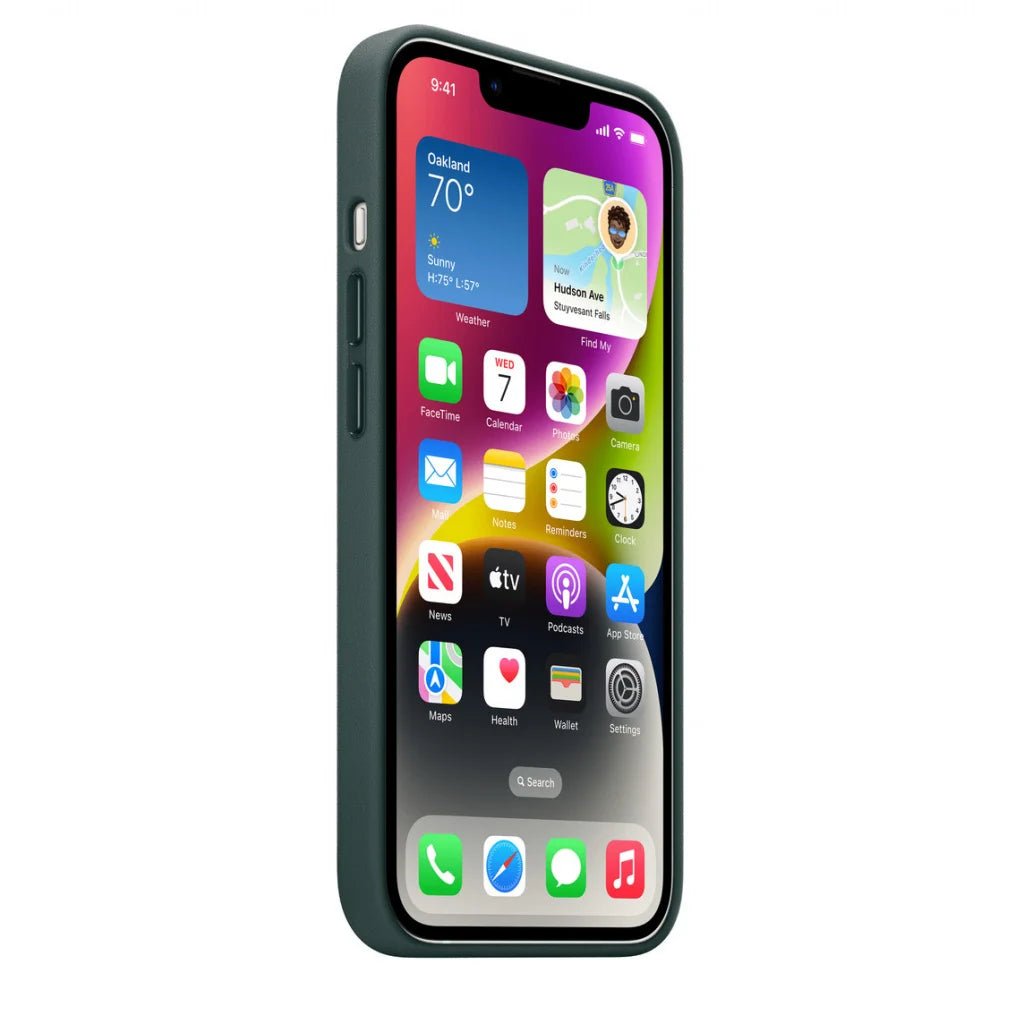 Husa de protectie Apple cu MagSafe pentru iPhone 14, Piele - Culoare Forest Green - mag-genius-accesorii