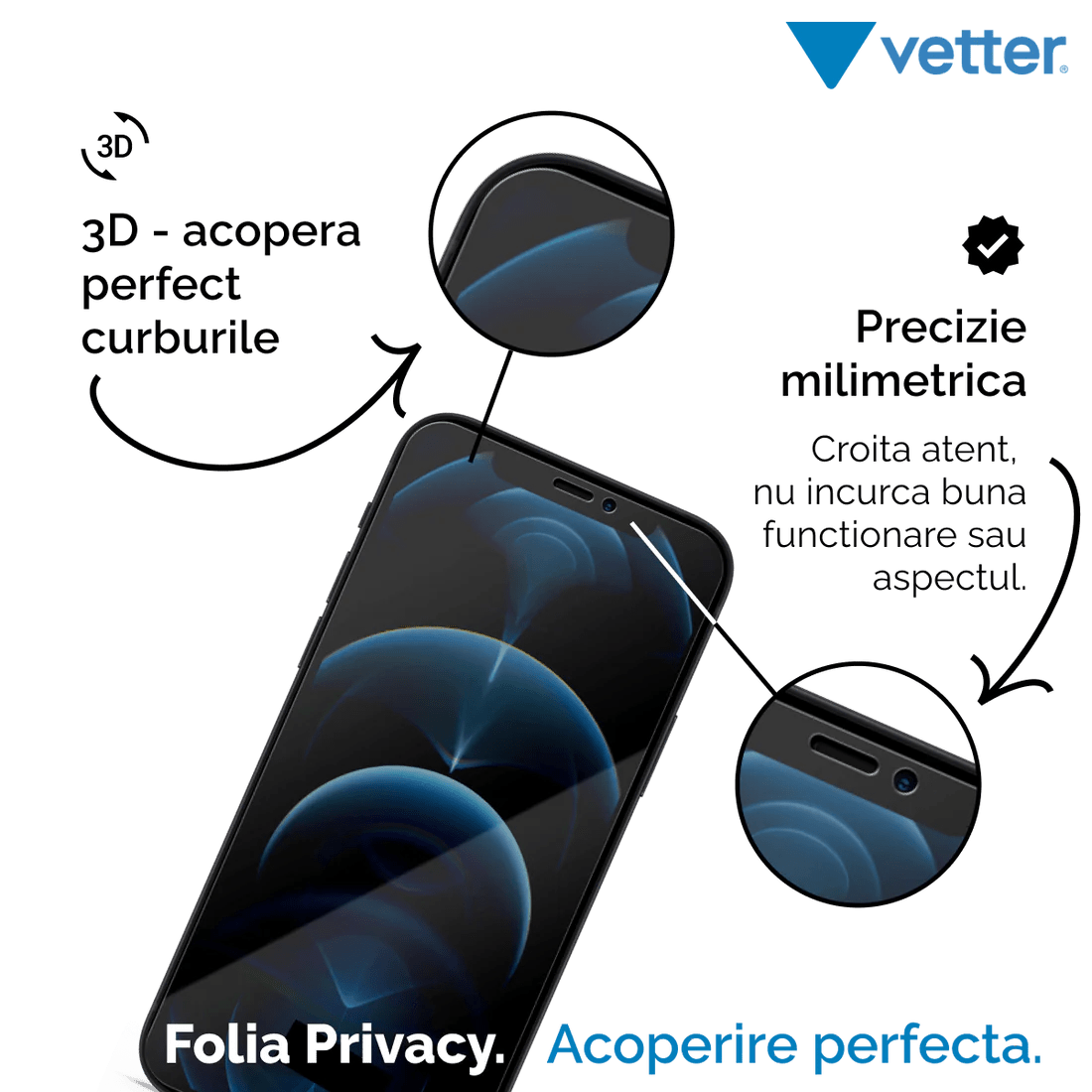 FOLIE IPHONE 13 MINI 3D PRIVACY SERIES - mag-genius-accesorii