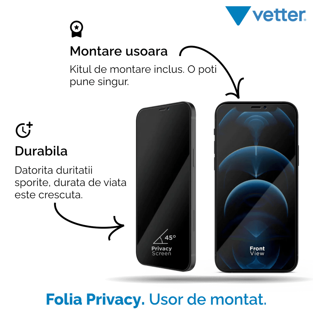 Folie iPhone 12 Pro Max 3D PRIVACY SERIES - mag-genius-accesorii