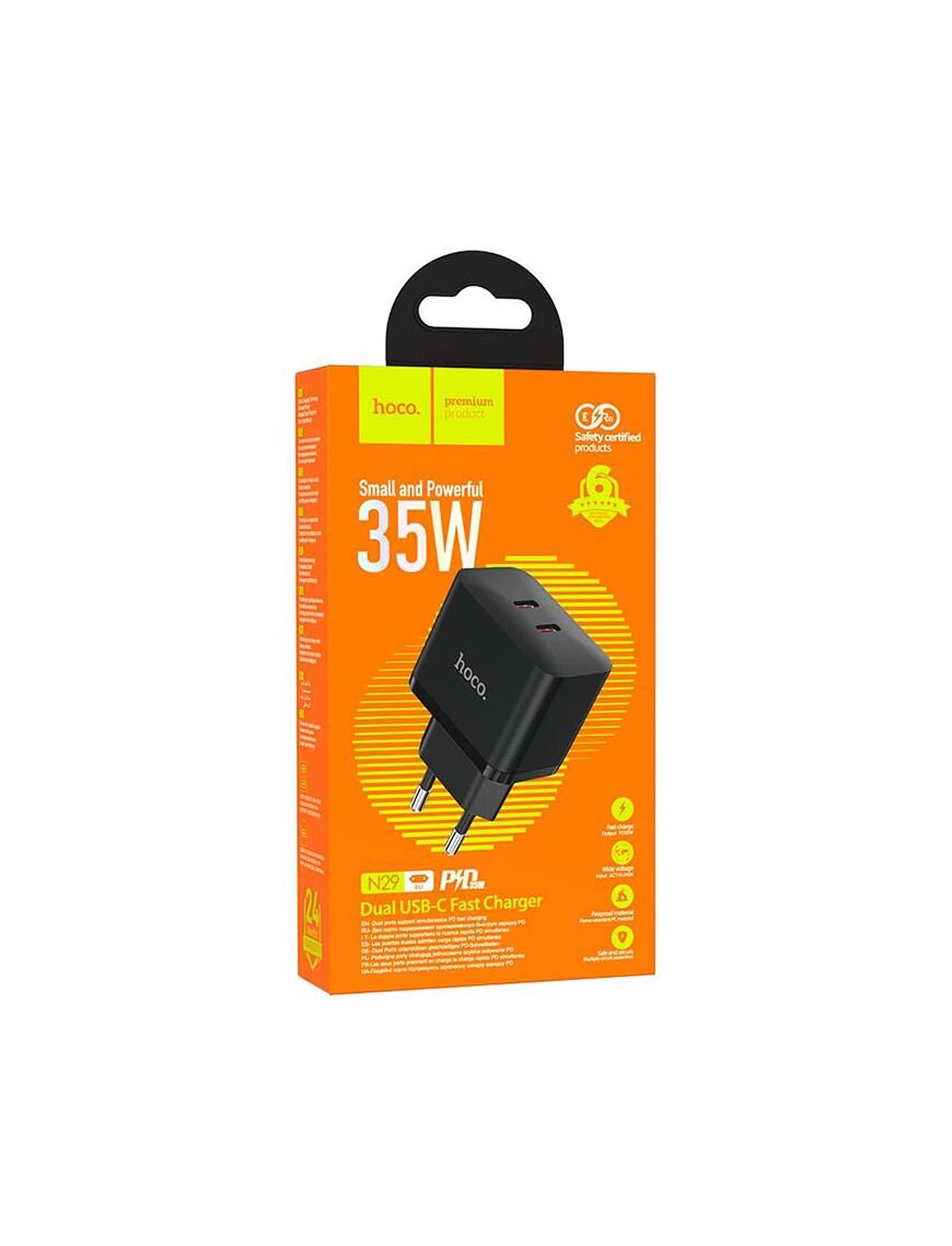 Incarcator retea, PD 35W, 2 x USB-C | BLACK - mag-genius-accesorii