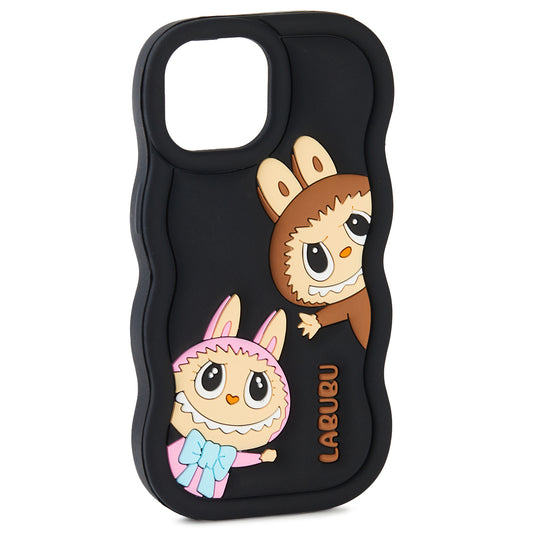🌸📱 Husă iPhone 15 Pro Max Labubu 🐰 – Silicon Moale Antisoc 💥, Design 3D Drăgălaș 🎀, Negru Elegant 🖤