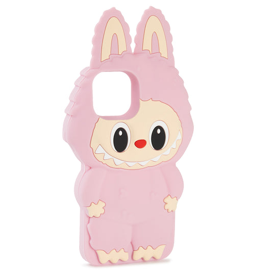 Husă iPhone 14 Pro , Desen 3D Labubu, Silicon Moale,Pink