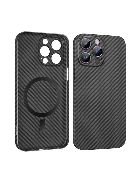 HOCO | Husa pentru iPhone 14 Pro, cu MagSafe, UltraThin, CARBON Fiber | BLACK - mag-genius-accesorii