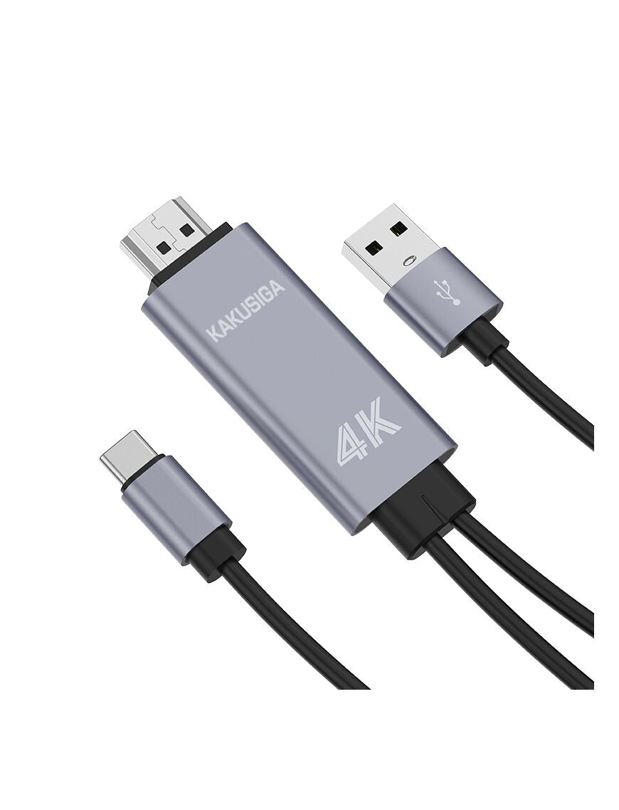 Adaptor, Audio & Video, 4K, USB-C la HDMI cu port USB-A 5V, 1.8m | GRAY - mag-genius-accesorii