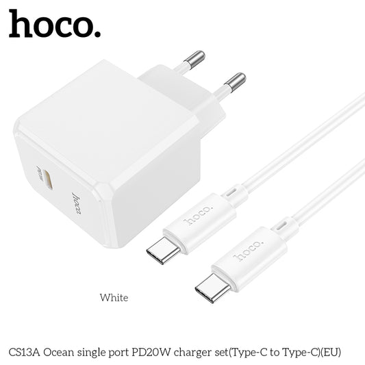 Incarcator Retea cu Cablu HOCO N10, Quick Charge, 20W, 1 X USB Tip-C, Alb - mag-genius-accesorii