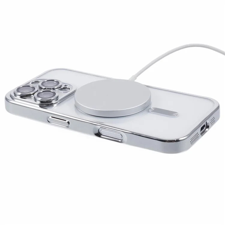 Husa Plating, iPhone 16 Pro, cu MagSafe, ElectroEdge, Silver