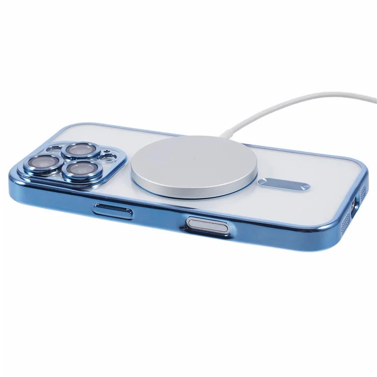 Husa Plating, iPhone 16 Pro, cu MagSafe, ElectroEdge, Blue