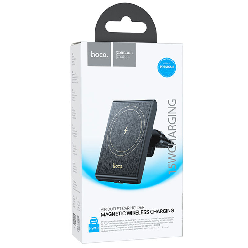 Hoco- Suport auto cu incarcare wireless, cu MagSafe, Magnetic, 15W, Fast Charging,