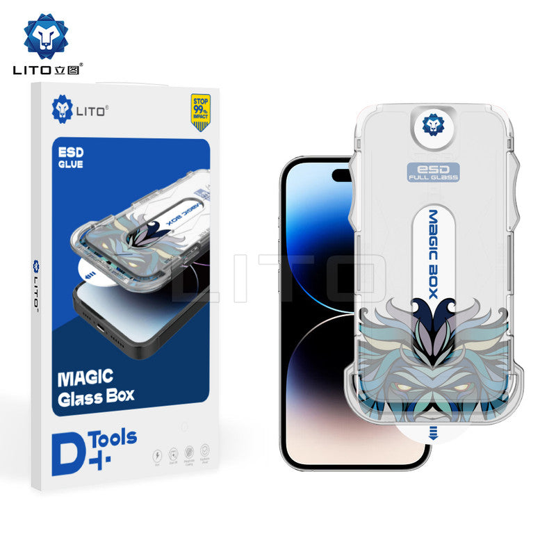 Folie sticlă iPhone 14 Lito Magic Clear, cu aplicator D+ Tools