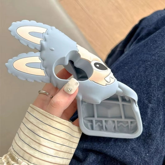 Husă iPhone 16 Pro Max Labubu 3D din silicon, Sky Blue