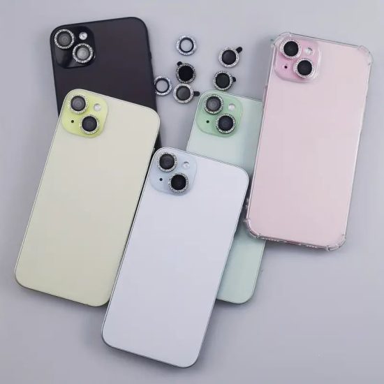 Protectie Camere Individuale din Sticla cu Diamante Roz pentru iPhone 13