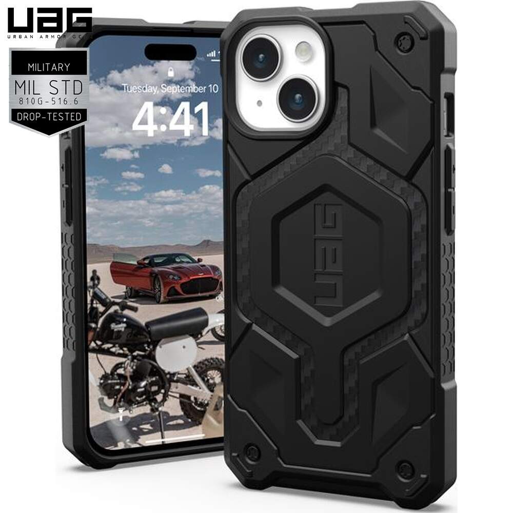 Husa iPhone 15 Black - UAG Monarch Pro MagSafe Carbon Fiber