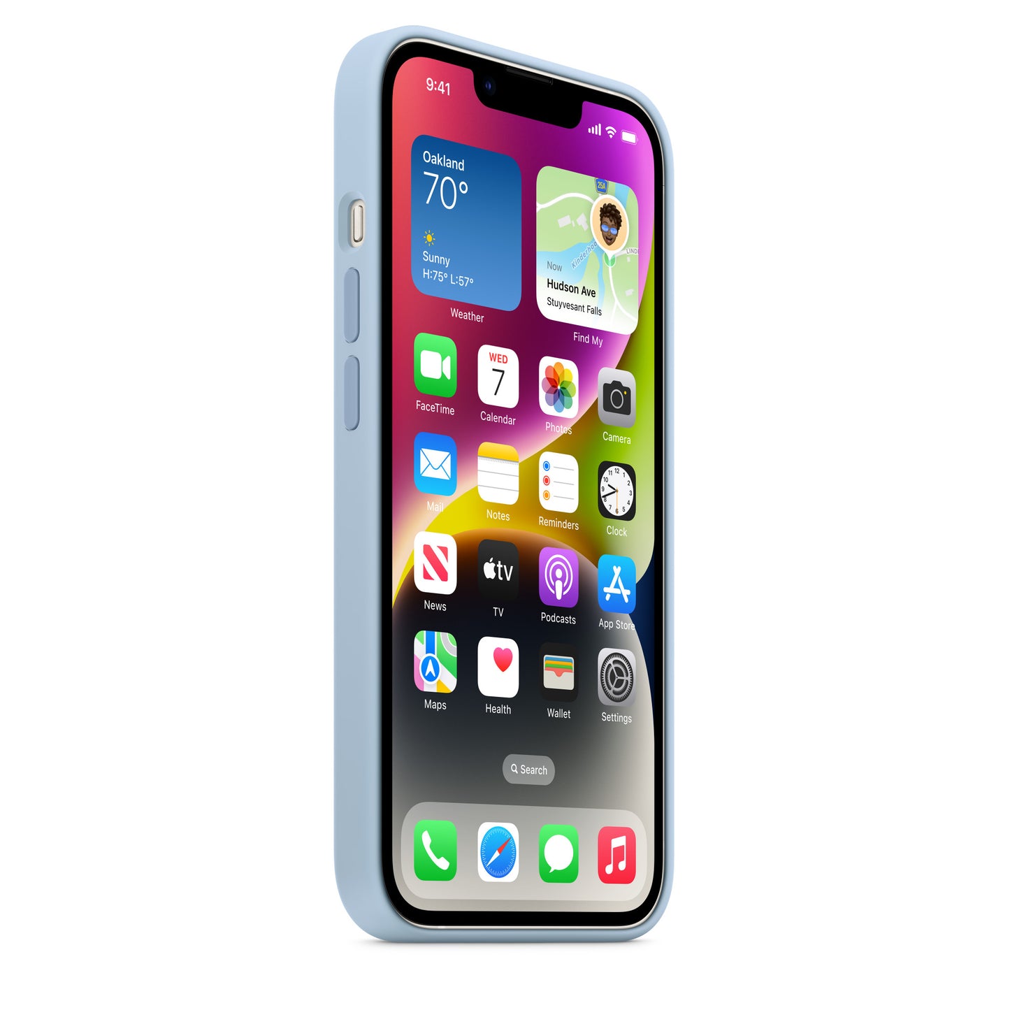 Husa de protectie Apple cu MagSafe pentru iPhone 14, Silicon Sky
