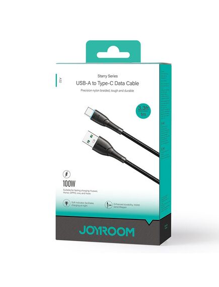 Cablu Date si Incarcare, Joyroom USB-A la USB-C, 100W, 3A, 1m, BLACK